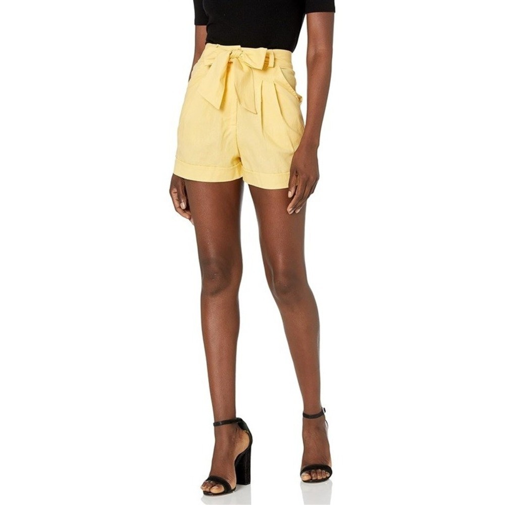 NWOT Clayton S Suzy Yellow Linen Tie Front Shorts 126811